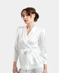 Americana Cruzada Jacquard Blanco