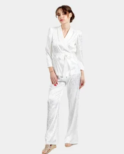 Americana Cruzada Jacquard Blanco