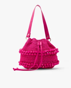 Bandolera Bolas Rafia Fucsia