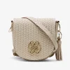 Bolso Bandolera Borlas Piel Trenzada Oro