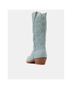 Bota Cowboy Tacón Bajo Napa Azul