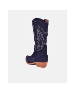 Bota Cowboy Tacón Bajo Serraje Marino