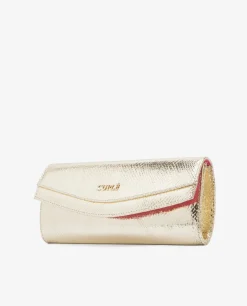 Cartera Mano Solapa Serpiente Oro