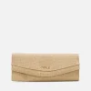 Cartera Mano Solapa Textil Beig
