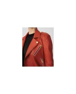 Chaqueta Motera Napa Naranja