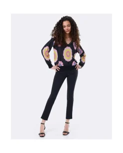 Jersey Pico Punto Estampado Flor Multi