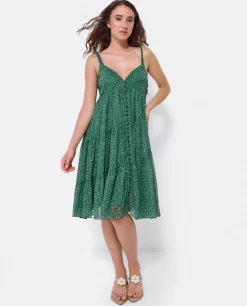 Mini Vestido Vuelo Gasa Leopardo Verde