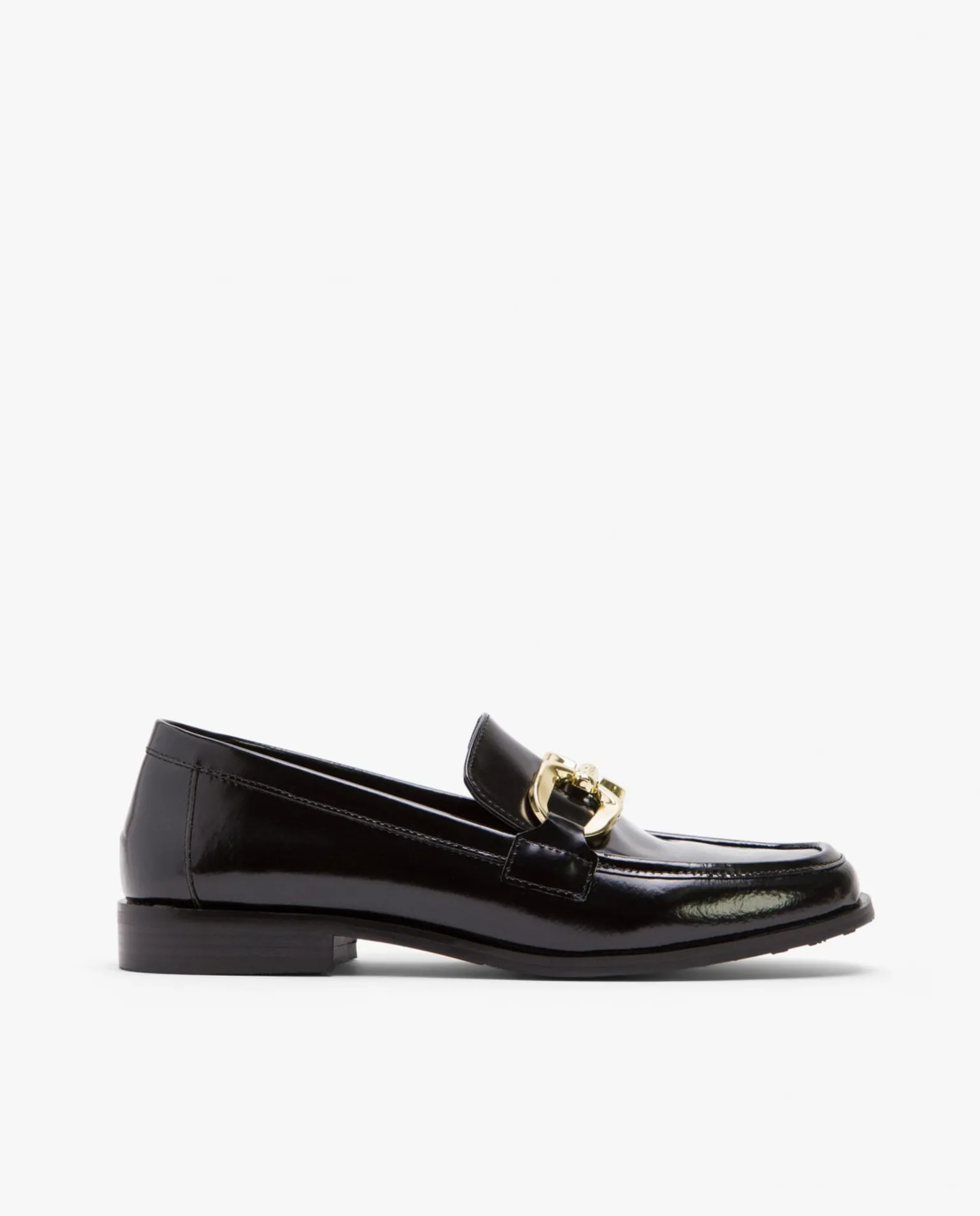 Mocasin Plano Charol Piel Negro