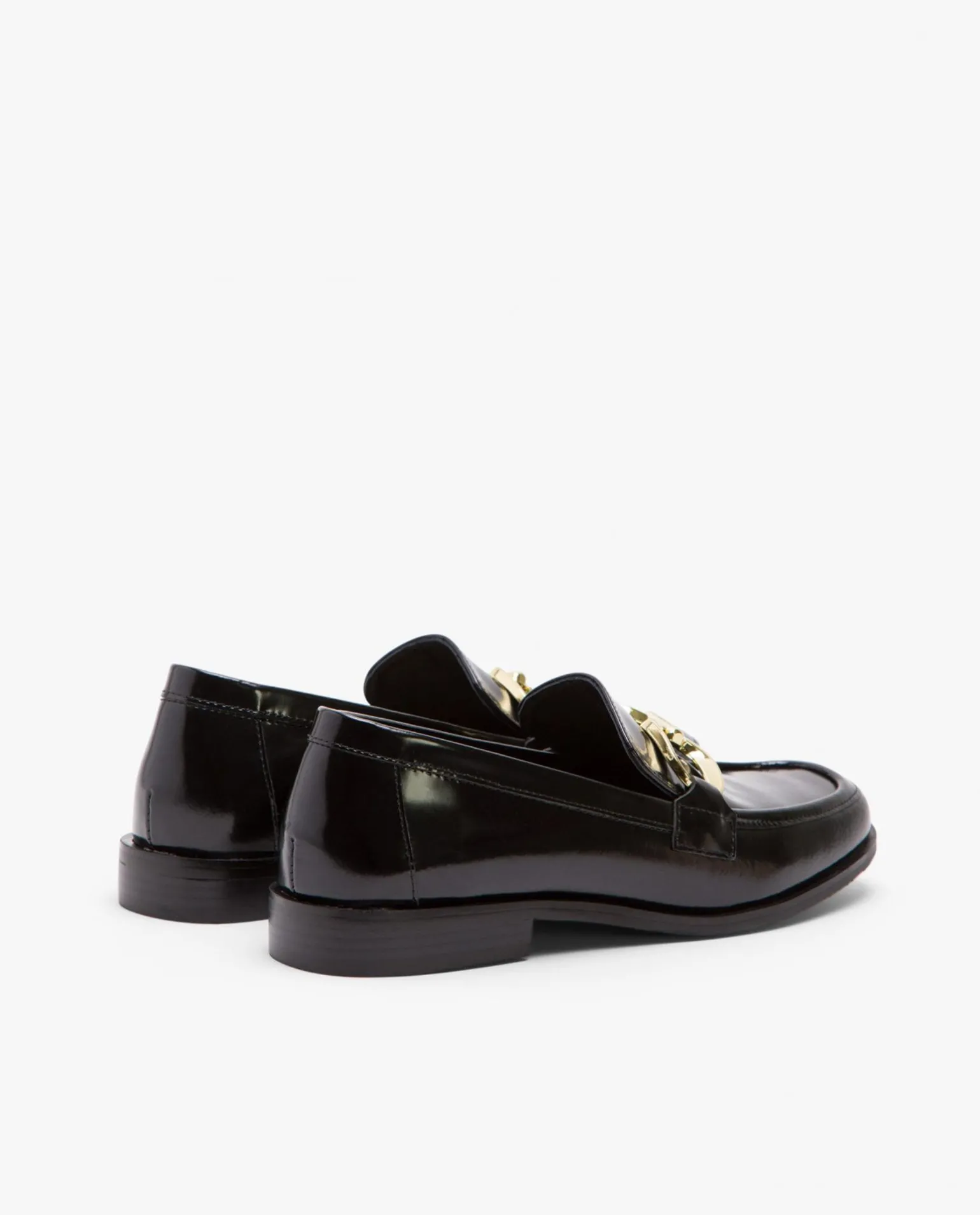 Mocasin Plano Charol Piel Negro