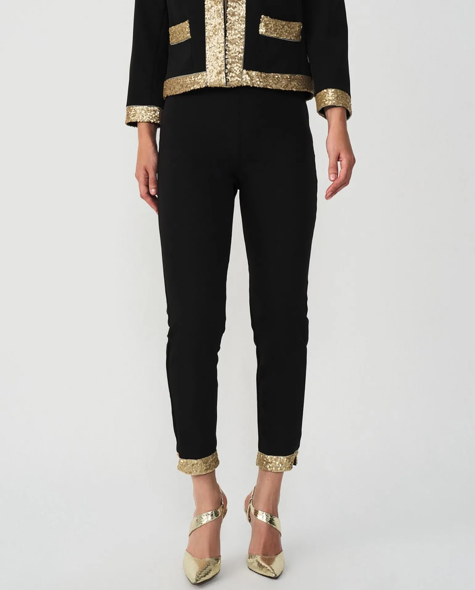 Pantalon Crep Negro Lentejuelas