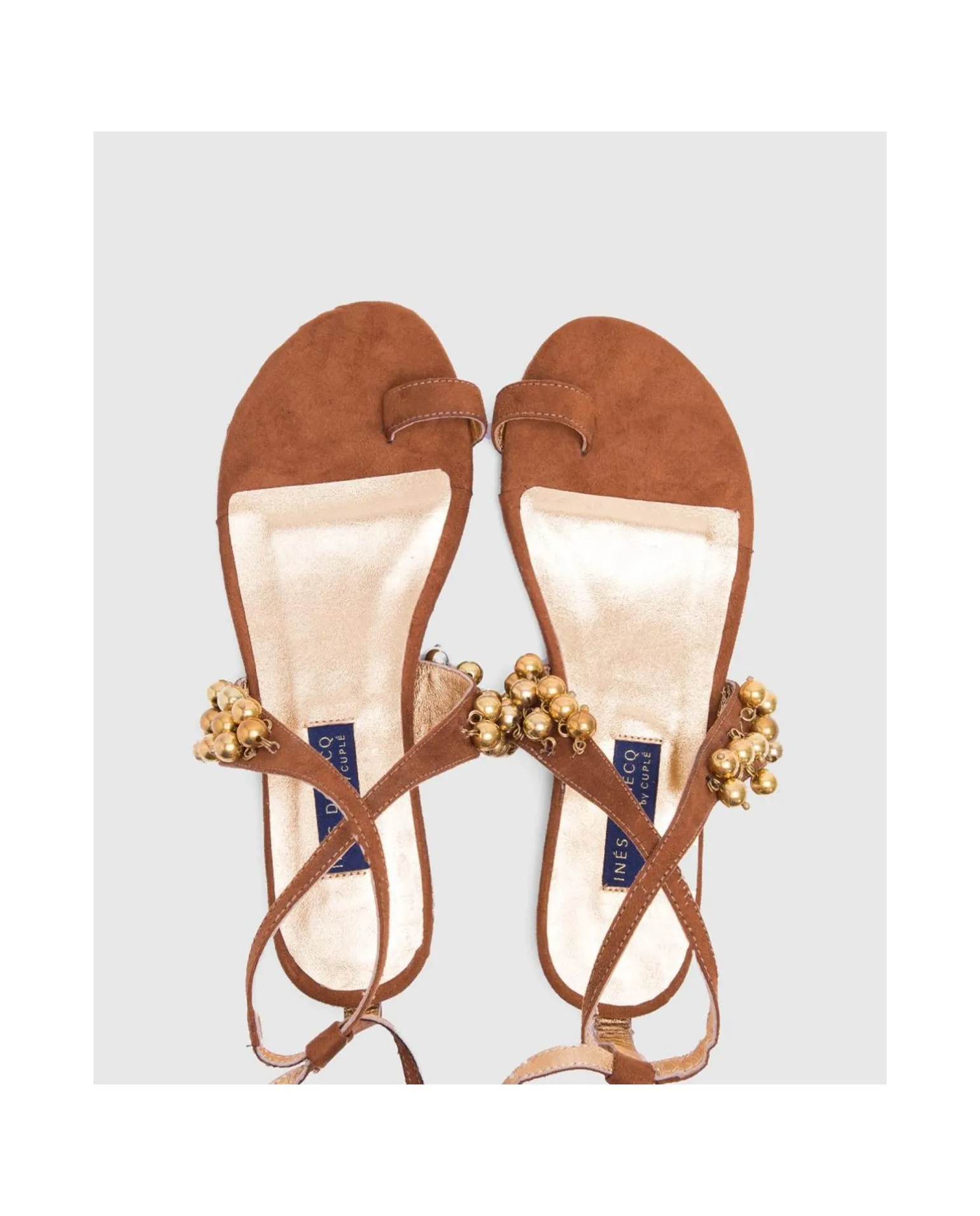 Sandalia Ronda Plana Ultrasuede Cuero