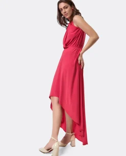 Vestido Asimetrico Cola Punto Circular Coral