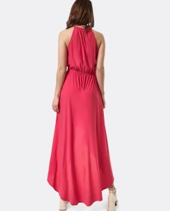 Vestido Asimetrico Cola Punto Circular Coral