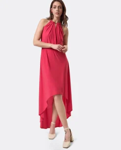 Vestido Asimetrico Cola Punto Circular Coral