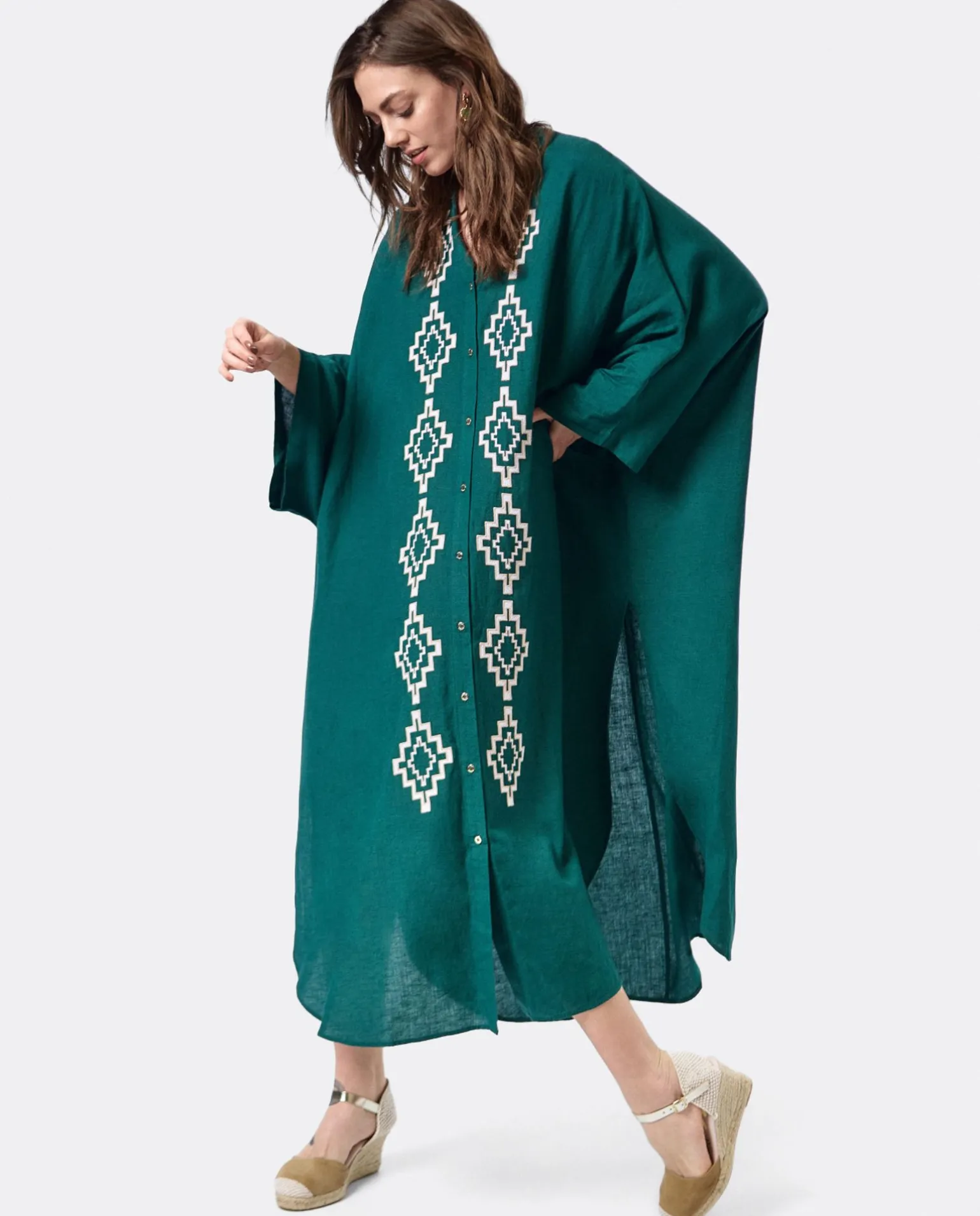 Vestido Camisero (S-M) Lino Verde