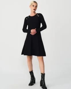 Vestido Corto Perlas Punto Negro
