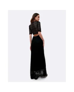 Vestido Escote Aro Punto Negro