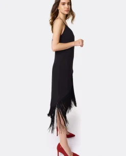 Vestido Flecos Manila Crep Negro
