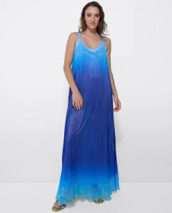 Vestido Largo Tirantes Bambula Azul