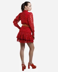 Vestido Mini Canesu Gasa Estampado Jirafa