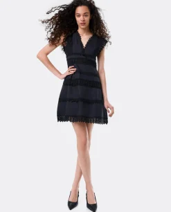 Vestido Mini Encaje Popelin Negro